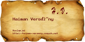 Haiman Versény névjegykártya